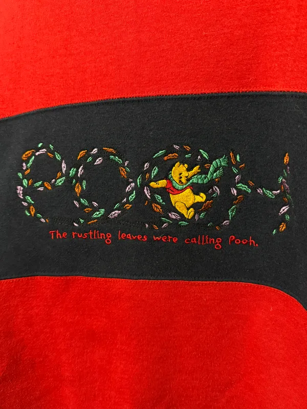 Disney Winnie The Pooh Vintage Sweatshirt Crewneck Striped Red and Blue - Image 4