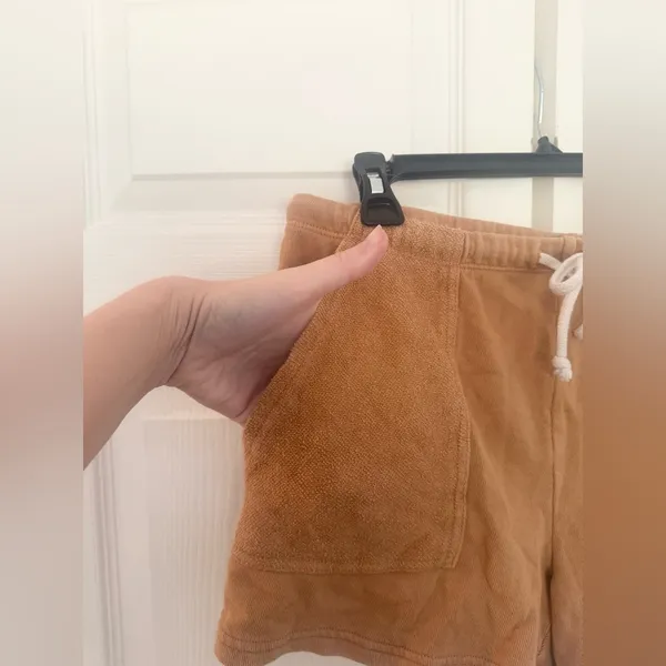Aerie One-A-Roll Lounge Shorts Terry Cloth Brown Tan Drawstring Size Medium - Image 5