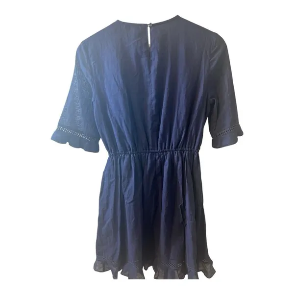 A Loves A Women’s Navy Blue Ruffled Cotton Mini Dress Size XS - Image 2