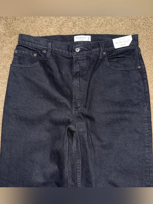 Abercrombie & Fitch NWT 90s Straight Ultra High Rise Jeans Black Sz 32 / 14 LONG - Image 3