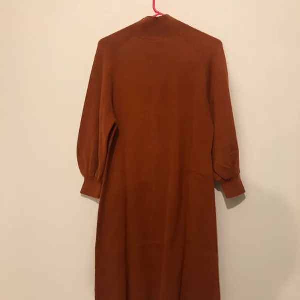 Maeve Anthropologie Midi Sweater Dress Womens Medium Orange Rust Tunic - Image 3
