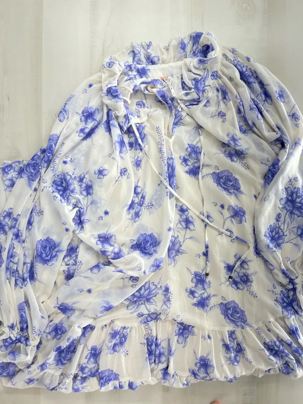 FREE PEOPLE feeling groovy floral maxi dress long sleeve purple M - Image 8