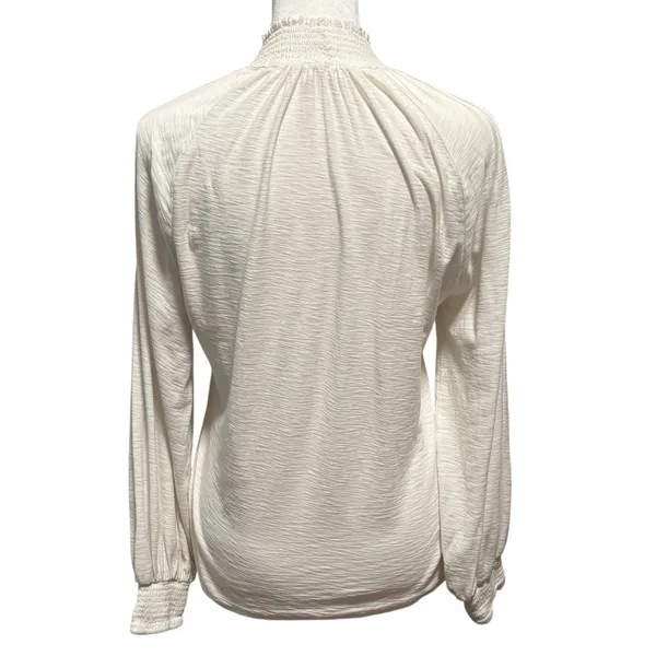 Nation LTD Size S Melanie Smocked Peasant Tee Off White Top Shirt - Image 4
