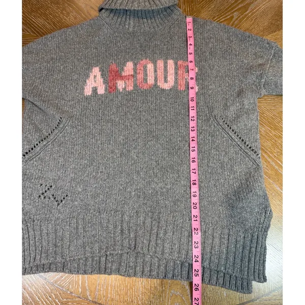 Zadig & Voltaire Alma Amour Grey Merino Wool Sequin Turtleneck Sweater Small - Image 9