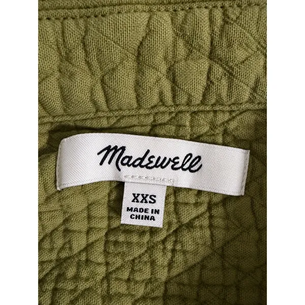 Madewell Diamond Jacquard Quilted Shirt Jacket Green Cotton Shacket XXS - Image 5