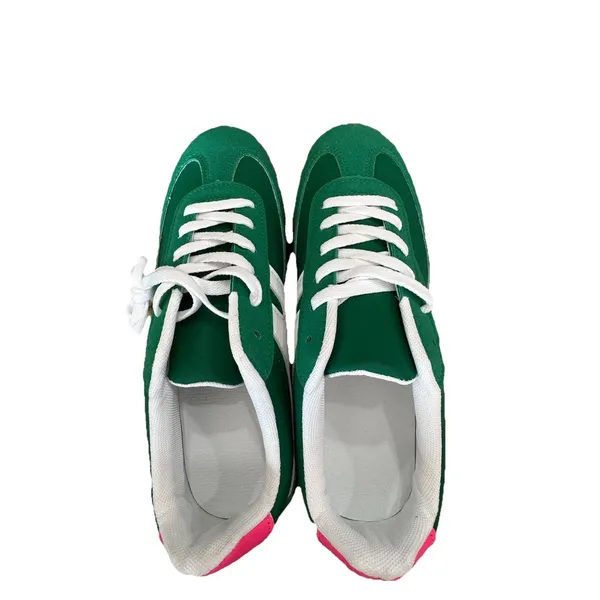 NWOT Retro Green & White Lace Up Low Top Sneakers Pink Accent Gum Sole 41/10 - Image 7