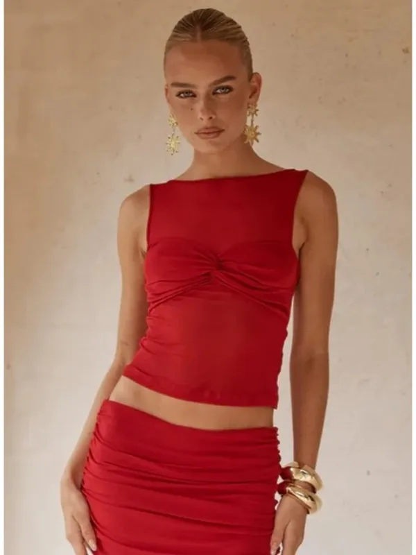 Runaway The Label Meila Top in Cherry Medium Womens Sleeveless Tank - Image 12