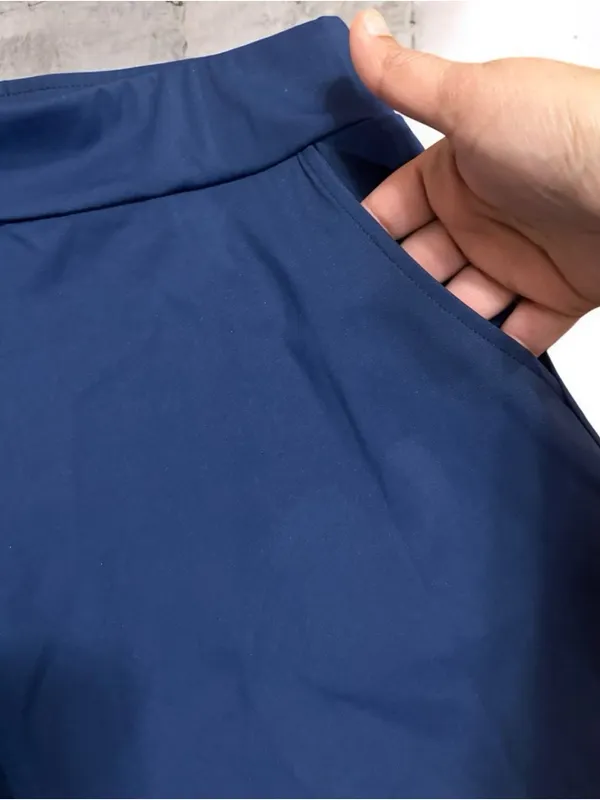 High-Rise Athletic Shorts for Women in Deep Blue - Image 4