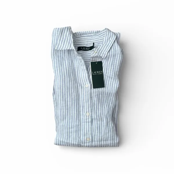 Lauren Ralph Lauren‎ Women’s Blue Striped Button Down Shirt - Image 2