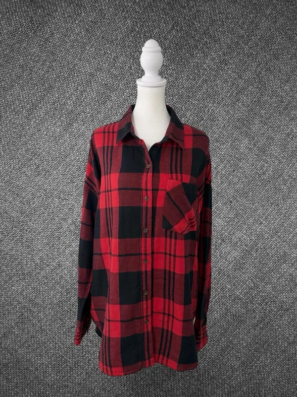 Classic Red & Black Plaid Button-Up Shirt - Image 2