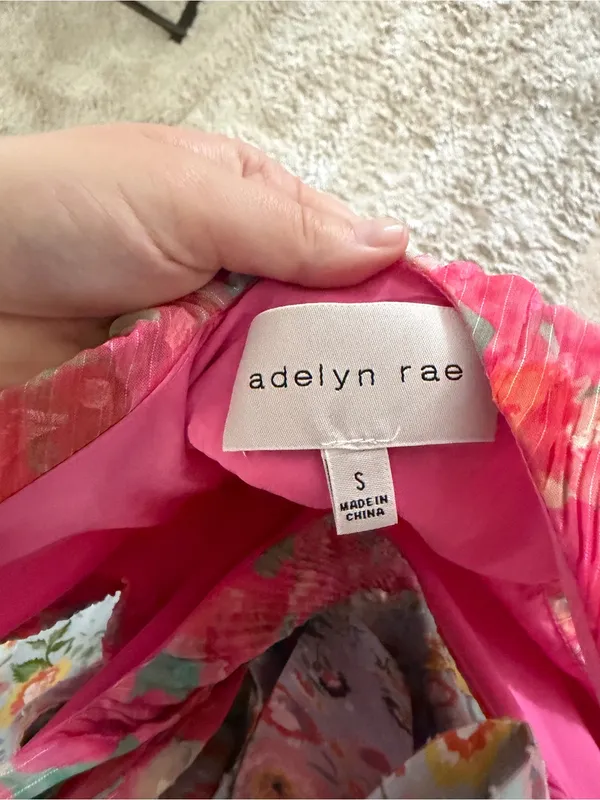 Adelyn Rae Pink Floral Pleated Maxi Dress with Tie Straps - Image 3
