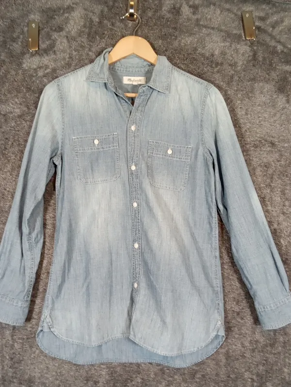 Madewell Womens Chambray Denium Shirt Wash Button Cotton Western Rodeo S - Image 3