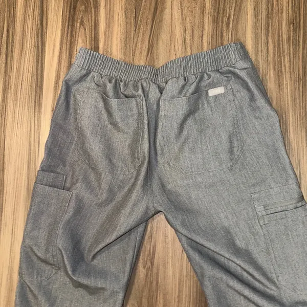 FIGS Yola Technical Collection Gray Scrub Pants Teal Drawstring‎ XS/T - Image 3