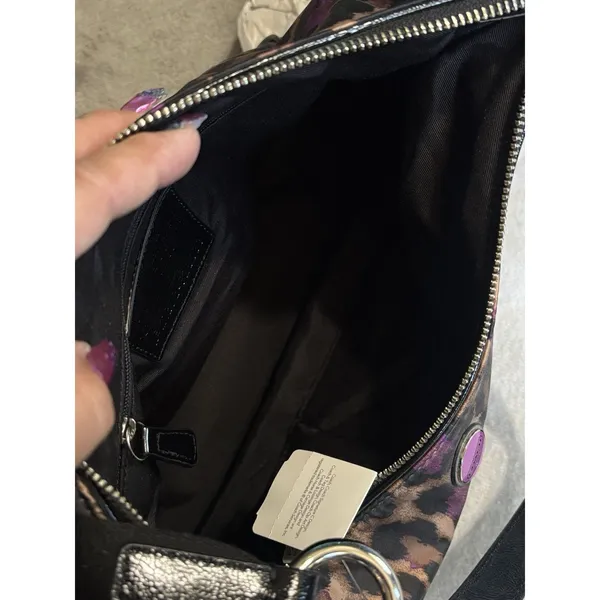 COACH NWT Ocelot Hobo Violet Multi Animal Print F26033 Large Logo - Image 14