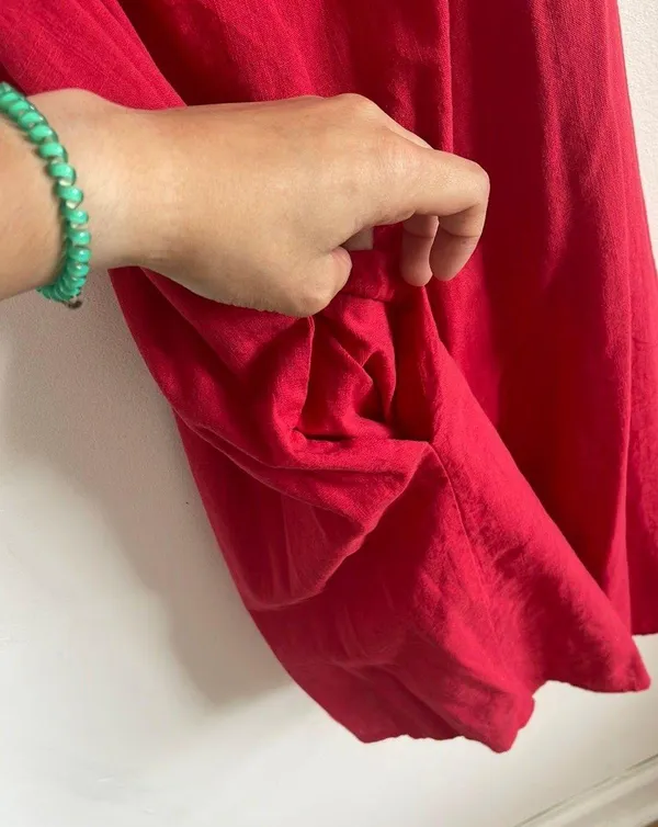 Red Linen Dress - Image 6