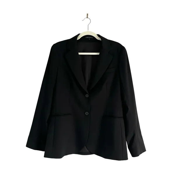 Theory Wool Blazer Black Size 12 Minimalist Quiet Luxury Old Money Jacket chic - Image 2