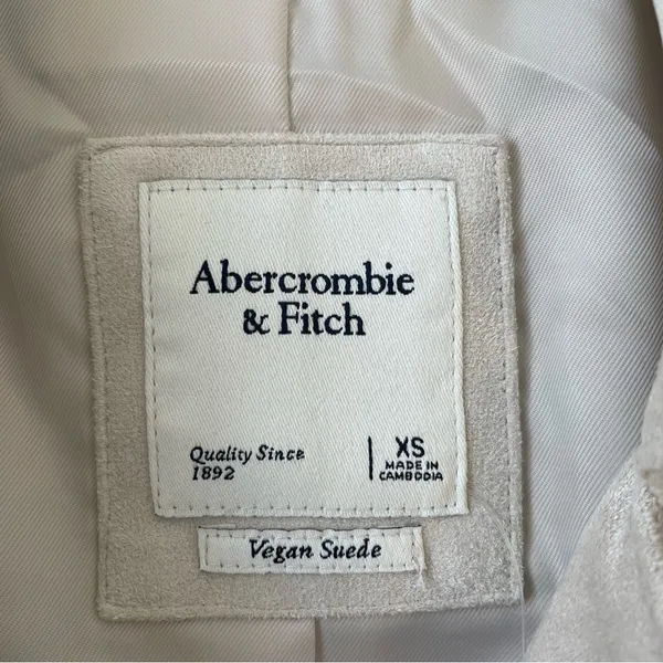 Abercrombie & Fitch Vegan Suede Trench Coat Cream Size XS Luxury Neutral - Image 10