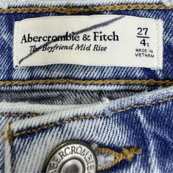 Abercrombie & Fitch The Boyfriend Jeans Size 27 4 Short Acid Wash Distressed Y2K - Image 4