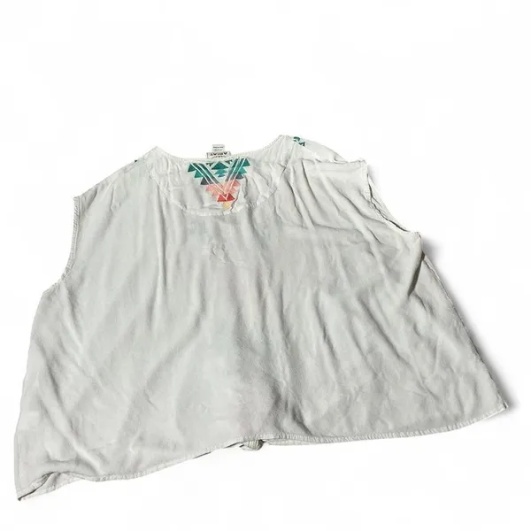 Ariat Womens XL White Embroidered‎ Tie Front Sleeveless Boho Top 10030847 - Image 8