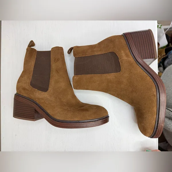 MARC FISHER Womens Brown Heel Pull-Tab Modesty Suede Leather Chelsea Boot 8 M - Image 5