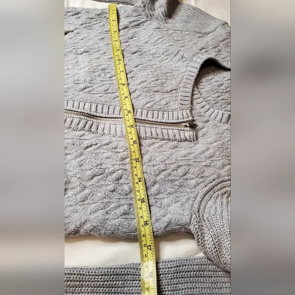 Victoria's Secret Gray Women's Knit Sweater with Asymmetrical Zipper up - Image 4