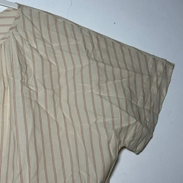 Melrose And Market Striped Tie Neck Blouse Top Women M Beige Pink Cotton‎ Casual - Image 7