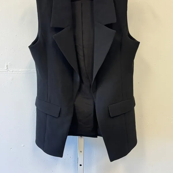 Central Park West New York Women's Black Sleeveless Blazer Vest Career Small - Image 4
