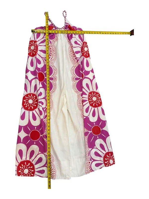 Farm Rio Maia Linen Jumpsuit Bold Floral Fuchsia & Red Size Small - Image 16
