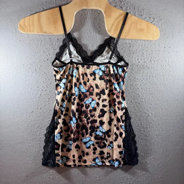 1465 | NEW Leopard Butterfly Lace Trim Side Split‎ Lingerie/Slip Dress Womens M - Image 2