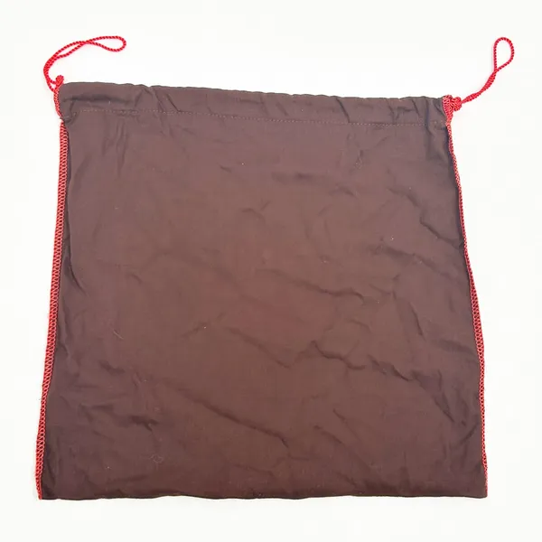 COACH Brown Drawstring Purse‎ Handbag Dust Bag Pouch Red Trim 13" H x 13.5" W - Image 4