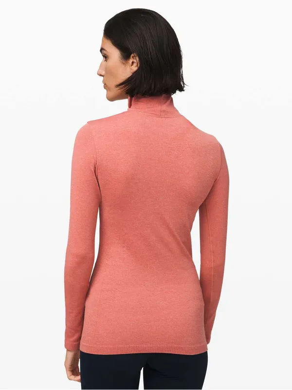 Lululemon Yin Vibes Turtleneck Size 4 Copper Clay Ribbed Seamless Top - Image 3