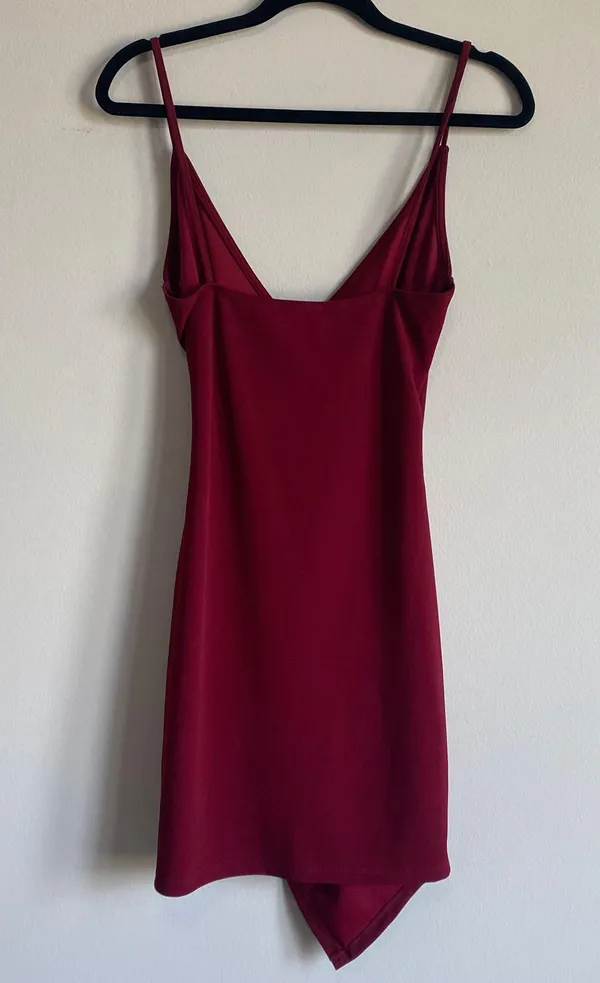 Asymmetrical Bodycon Dress Red - Image 5