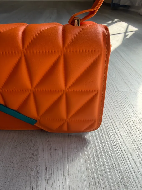 Modern Orange Padded Clutch/Shoulder Bag — NEW - Image 5