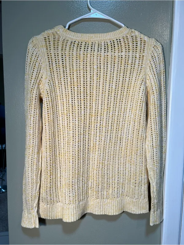 Talbots Women's Size‎ Small Petite Open Stitch Pullover Sweater Space Dye Yellow - Image 5