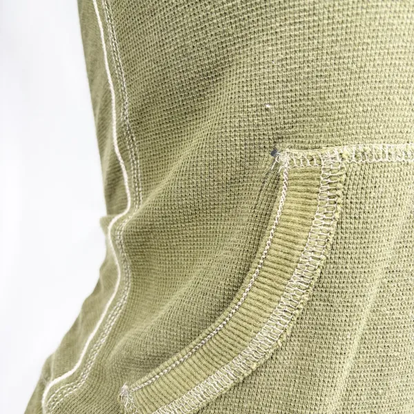 Abercrombie & Fitch Women Olive Green Y2K Bella Swan Waffle Knit Henley Hoodie S - Image 7