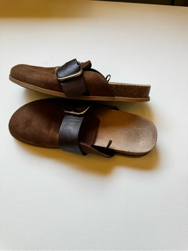 Old Navy Brown Suede Buckle Slide Loafers - Image 3