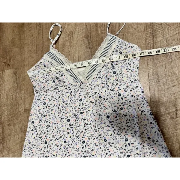 Laura Ashley Floral Lace Trim Nightgown XL White Purple Striped V-Neck‎ Chemise - Image 8