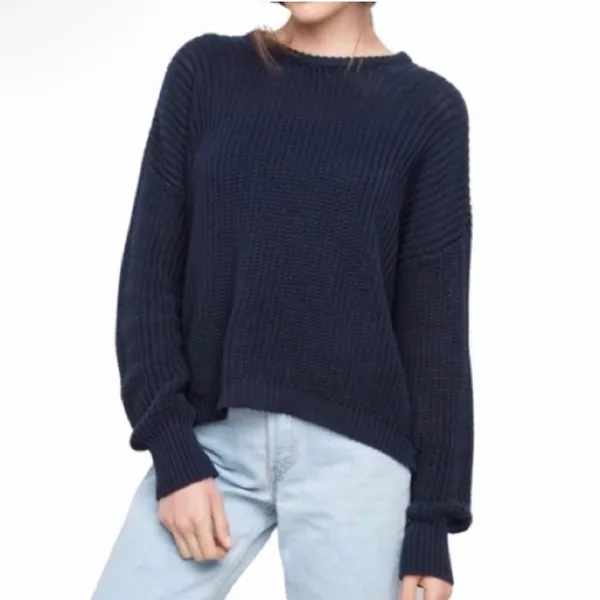 Brandy Melville Classic Navy Blue Crew Neck Sweater - Image 2