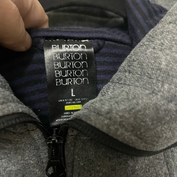 BURTON grey and black full zip vest size large hoodie thick knit‎ - Image 5