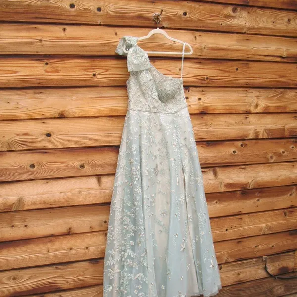 MAC DUGGAL Green Size 10 Embroidered Beaded Bow Formal Long Maxi Gown Dress - Image 9