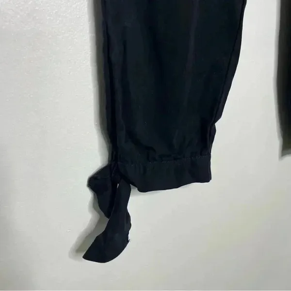 Abercrombie & Fitch Black Pants Tie Ankle Black Joggers Size Medium High Waist - Image 5