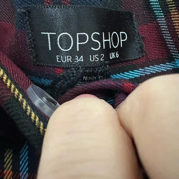 TOPSHOP plaid high waisted trousers preppy retro academia schoolgirl size 2 - Image 3