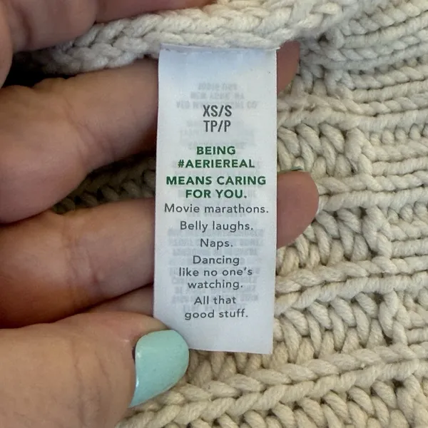 Aerie Cardigan Hoodie Cape Womens XS/S Cream‎ Chunky Button Up Knit Oversized - Image 8