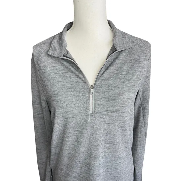 Lululemon heathered gray 1/4 zip pullover long sleeve activewear workout medium - Image 2