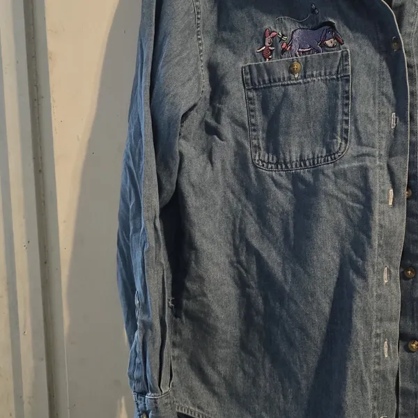 Disney Blue Denim Shirt with Embroidered Characters - Image 7