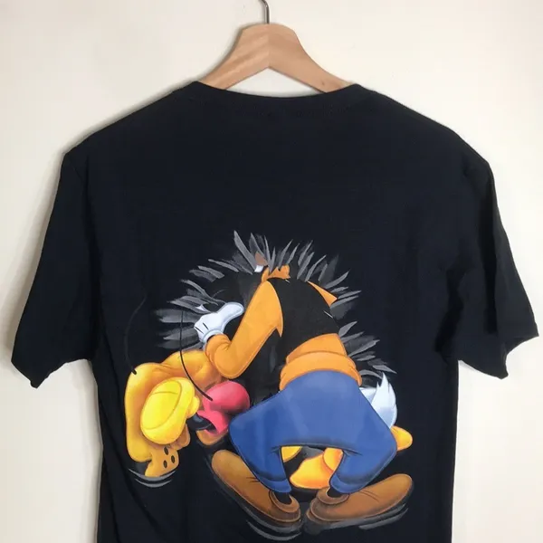 Disney Mickey and Friends Black Short SleeveT-Shirt wrap around print size S‎ - Image 9