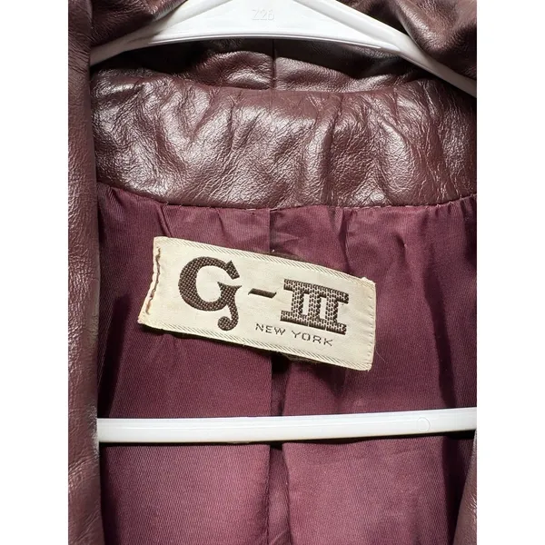 Vtg Global Identity G-III Long Women's Red Leather Trench Coat Size S 80's 90's - Image 2