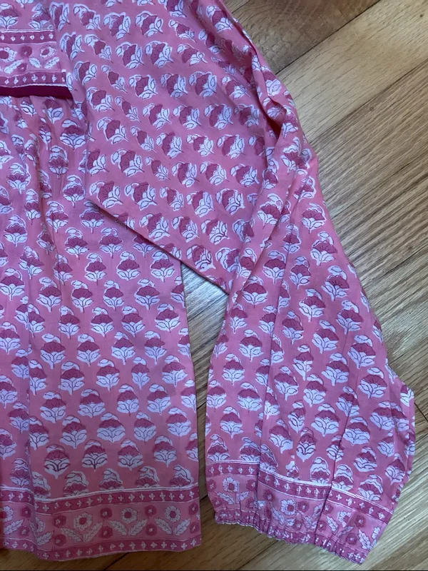 Marea Pink Floral Block Print Cotton Blouse size medium - Image 4