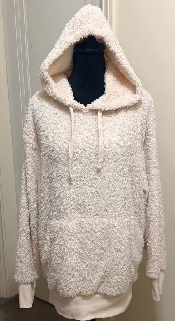 So Cozy Softest Sherpa Pullover Hoodie In Creamy Ivory Size XL - Image 3