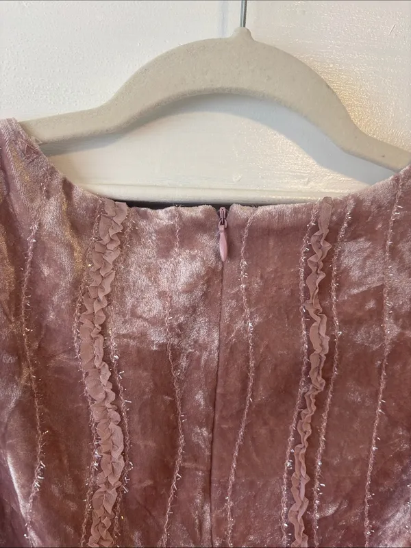 Lulu's Dusty Pink Velvet Wrap-Front Long Sleeve Dress - Image 3